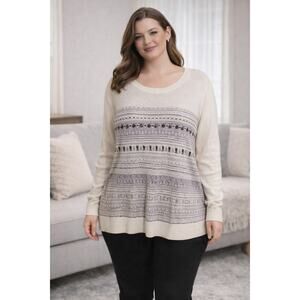 Merona Fair Isle Rhinestone Knit Sweater XXL Nordic Preppy Cozy Holiday Winter